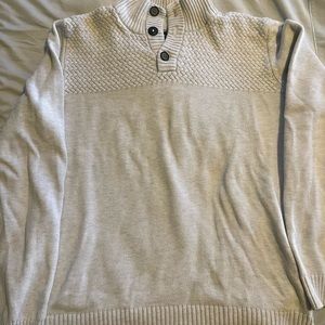 RW&Co Mock-Neck 1/4 Button Sweater (Light Grey)